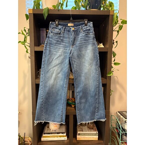 Kut From The Kloth Meg Fab Ab High Waist Raw Hem Ankle Wide Leg Jeans Size 10 - Picture 2 of 7